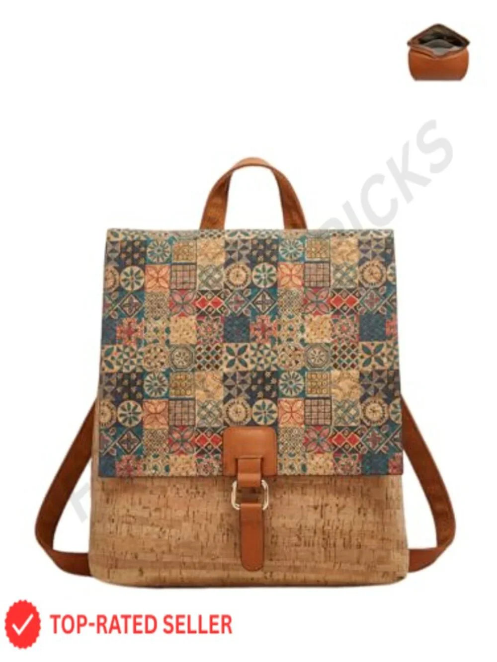 Bohemian Cork Backpack Women Vintage Crossbody Hobo Satchel Purse Travel